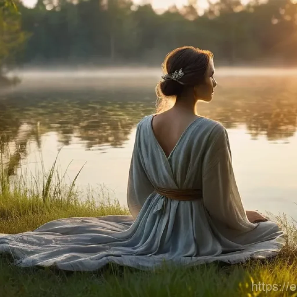 삶의 균형을 위한 과거와의 화해 - **Prompt 1: Releasing the Past and Finding Inner Peace**
"A serene and reflective woman, in her ...