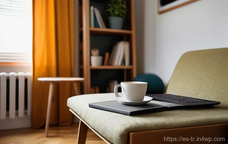 일과 삶의 경계 설정하기 - **Prompt 1: The Evening Disconnect Ritual**
"A cozy, warm-lit living room scene at dusk. A perso...