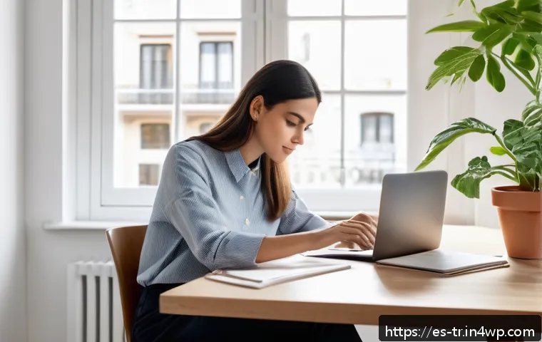 효율적인 시간 관리로 삶의 균형 이루기 - A bright and modern home office scene showing a young professional woman using a digital calendar ap...