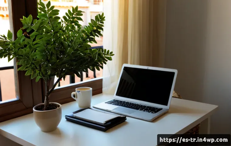 Home 17 삶의 균형을 위한 환경 조성하기 - Photorealistic sunlit apartment workspace in a Spanish-speaking city, a calm adult arranging a simpl...