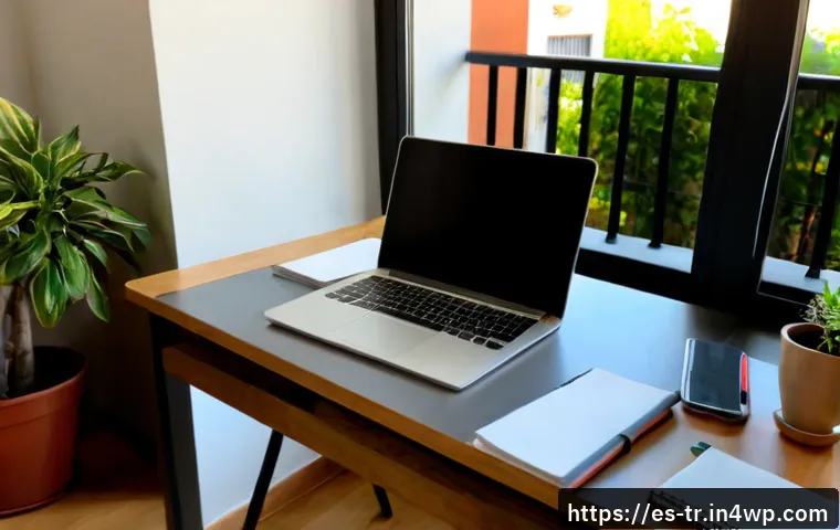 자기 개발을 위한 긍정적 환경 만들기 - Photorealistic bright home workspace in a contemporary Spanish apartment, a focused adult seated at ...